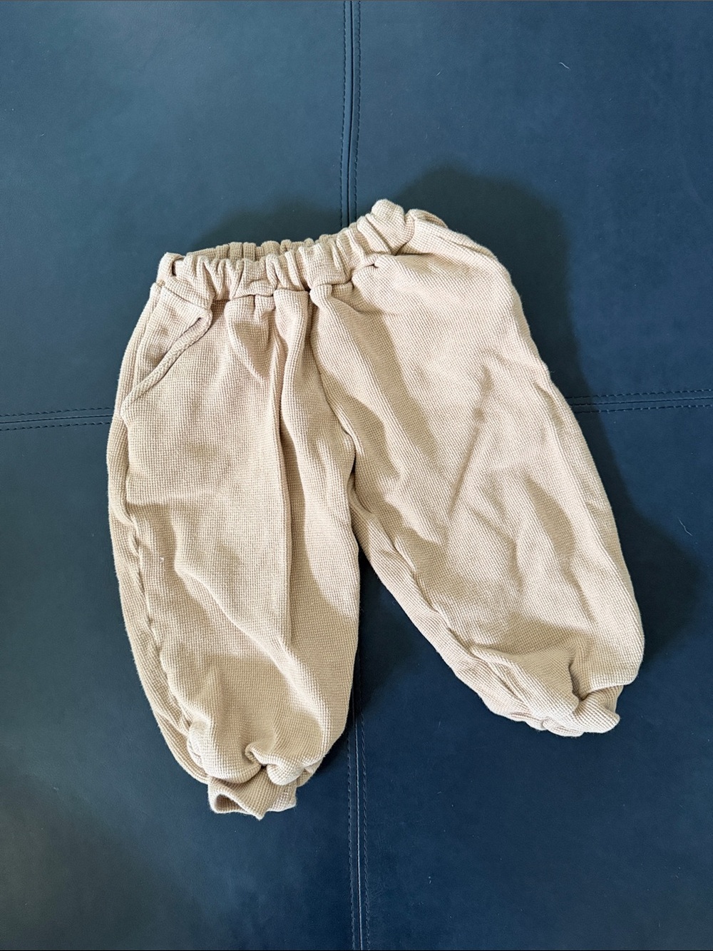Kids Elastic Waist Beige Jogger Pants